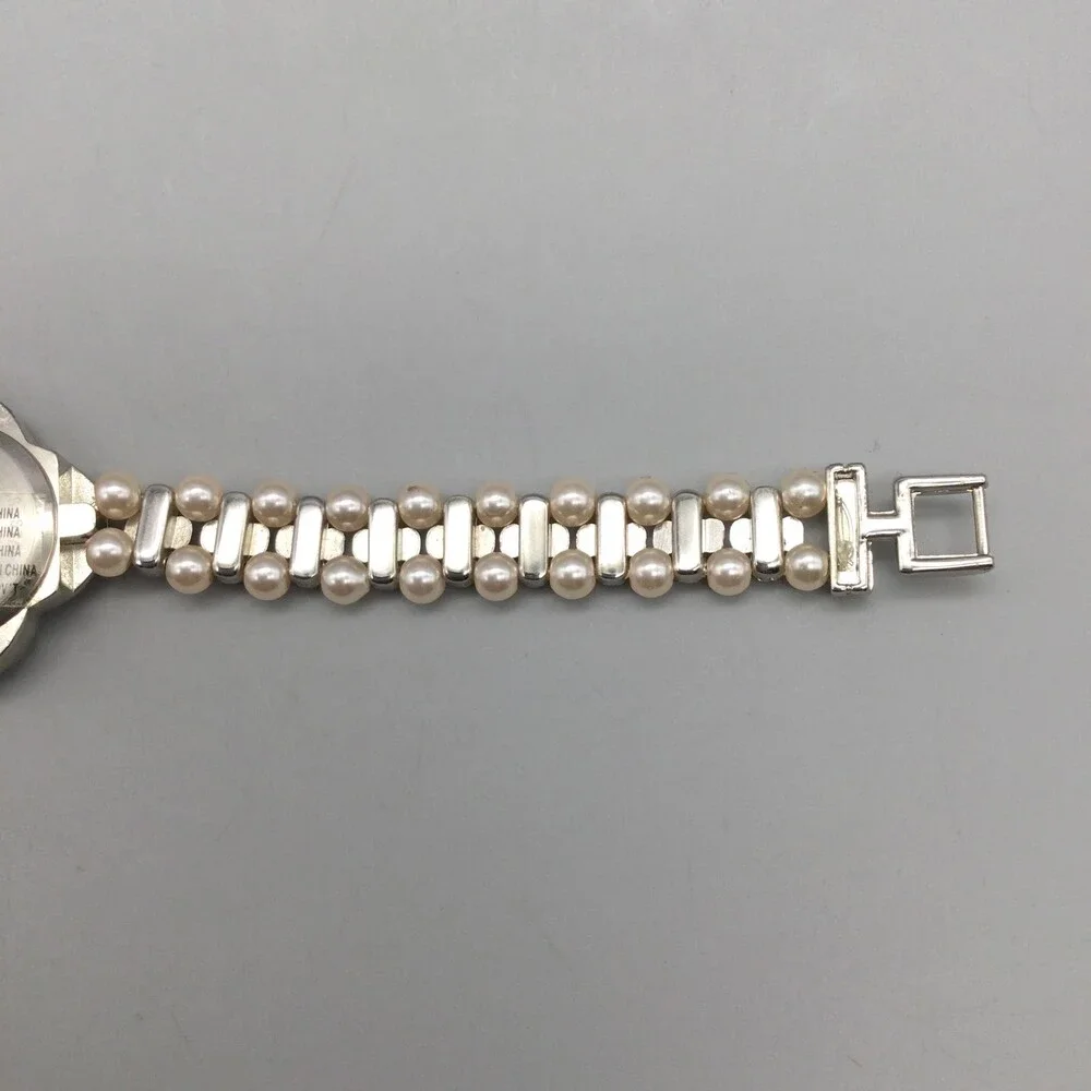 Geneva Platinum Womens Watch 27mm MOP Dial Faux Pearl Crystals New Battery 7.5